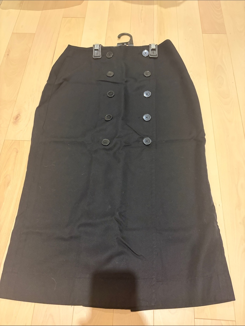 Club Monaco Black Double-Button Pencil Skirt